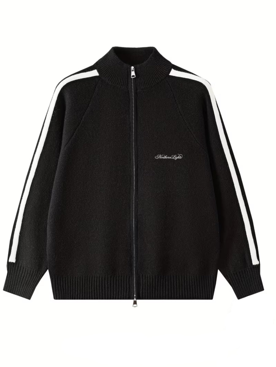 SCRIPTED KNIT ZIP UP