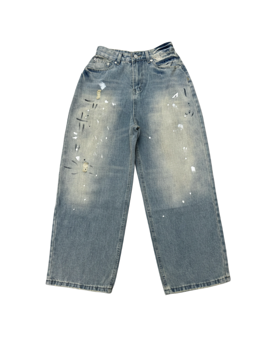 Printed Denim Blue Jeans