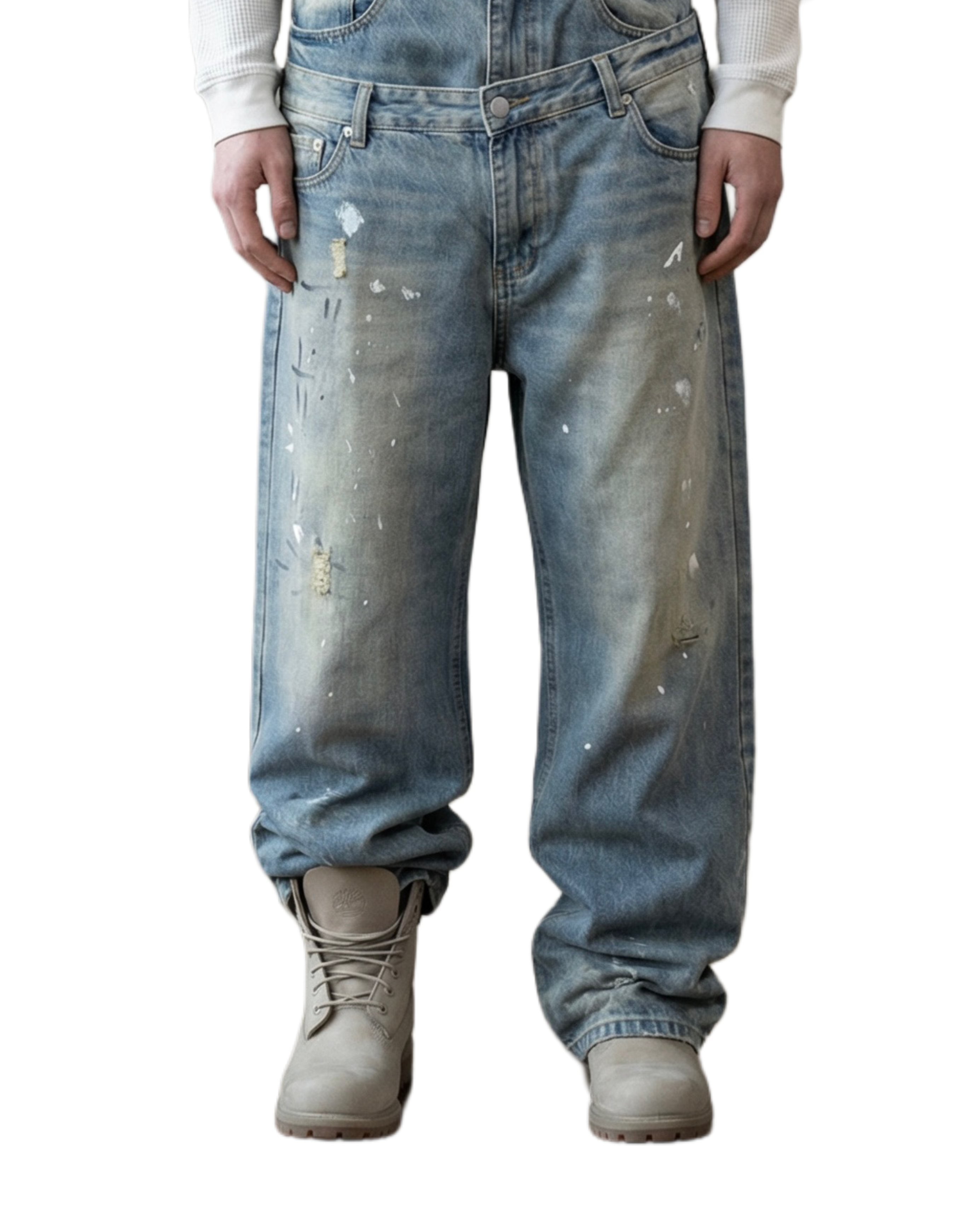 Printed Denim Blue Jeans